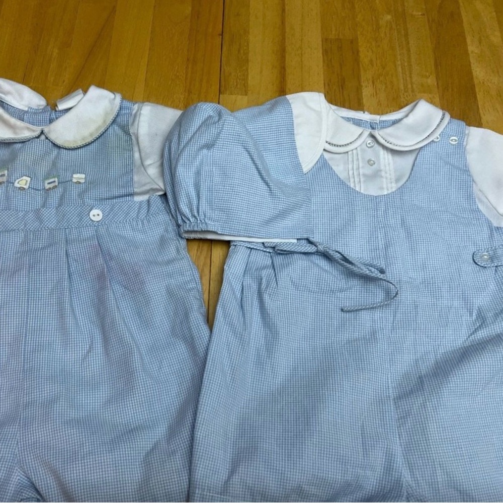 Petit Ami Blue and White Kids One Piece